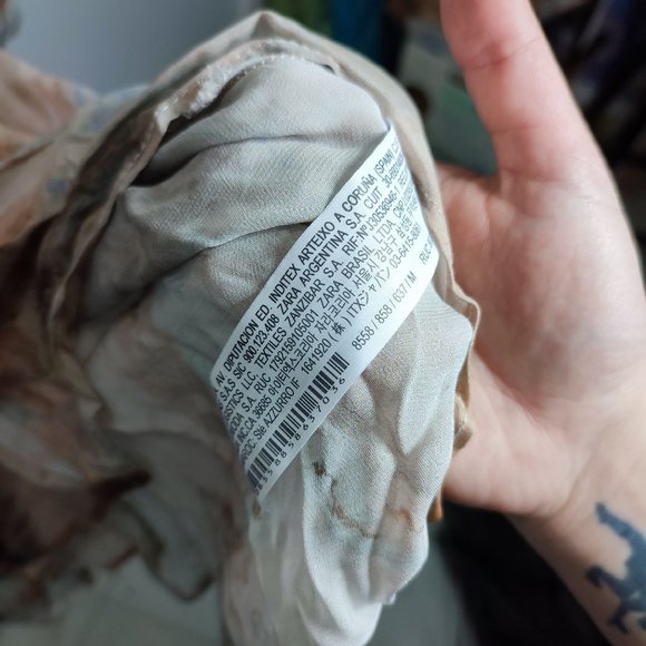 Zara Marble Print Blouse - Cream and Brown - Picture 9 of 13